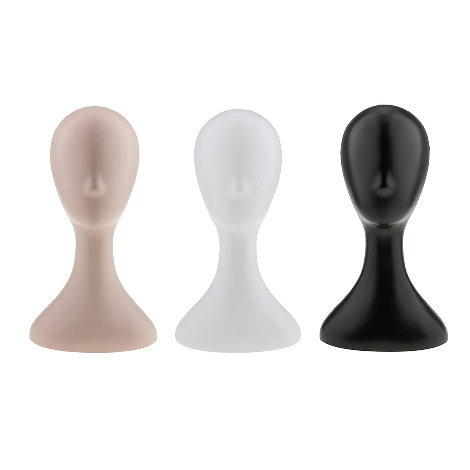 Żeński Manekin Head Wig Head PVC Plastikowy Manekin Model Dla Peruki Kapelusz Naszyjnik Okulary Wyświetlacz Stojak Biżuteria(Skin Color)