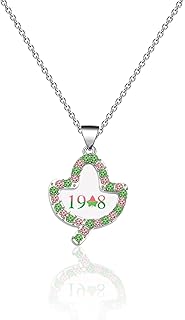 Scwasen Greek Sorority Paraphernalia Gifts for Women Pink and Green Jewelry Leaf Necklace Greek Graduation Gift