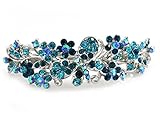  Unbekannt Strass Haarspange Hochzeit Braut Blume Haarclip Silber Türkis 9,5 cm (HP005)