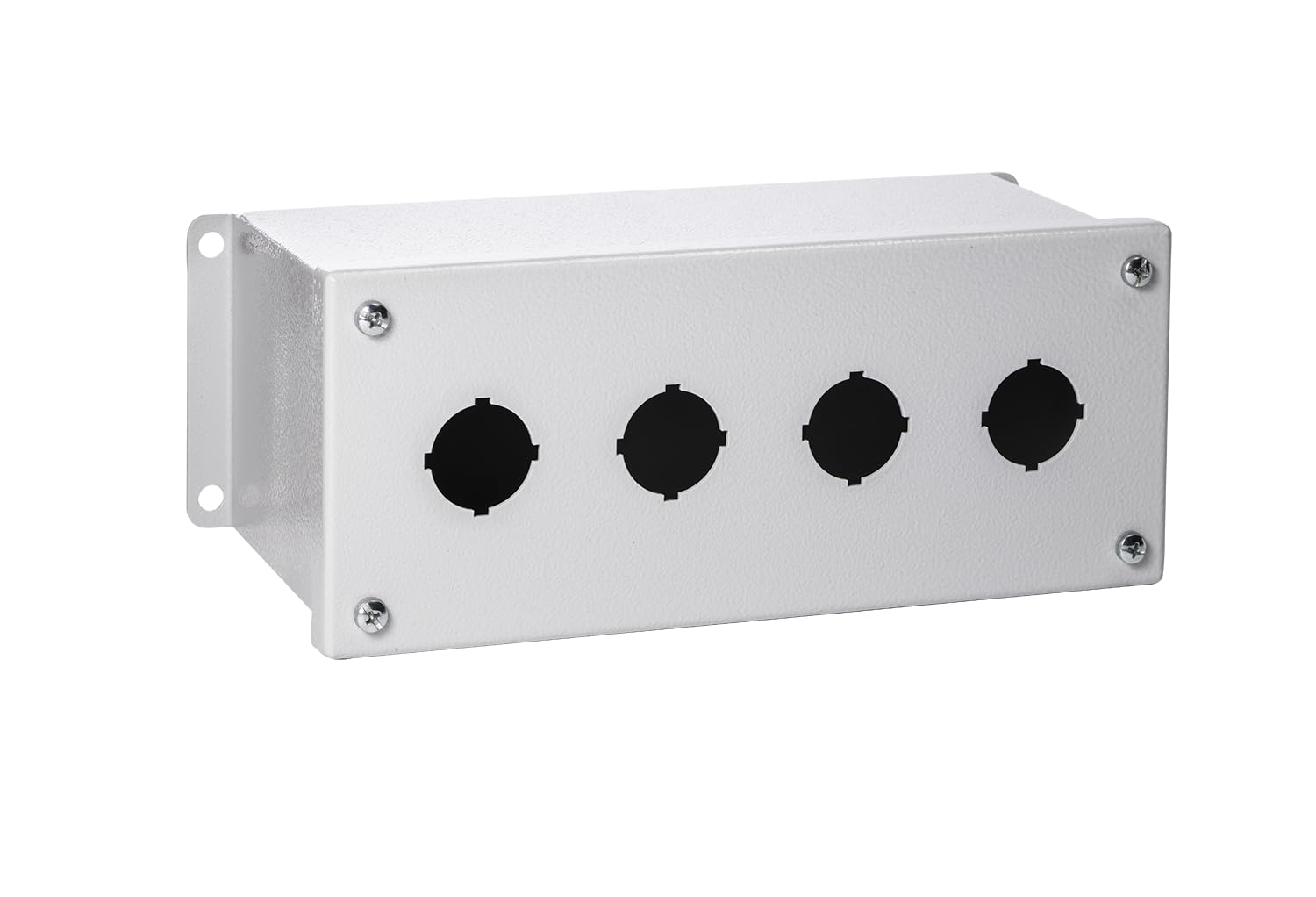 Rittal 8017.688, Pushbutton Box Extra Deep, 4-Hole, 1.2" Hole Diameter, Carbon Steel, Gray, 10" Height x 3.98" Width x 4.72" Depth