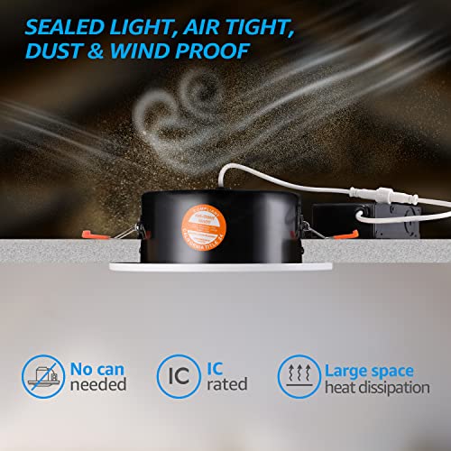 Torchstar 6 Inch Gimbal Led Recessed Lighting With Junction Box, 13.5W Ic Rated Air Tight Directional Swivel Downlight, Cri90+ Dimmable Canless Led Recessed Light, 3000K, Etl, Energy Star, Pack Of 4 #TOP2