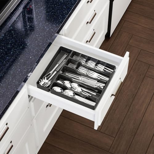 Range-ustensiles extensible et range-couverts pour tiroir de cuisine - 4