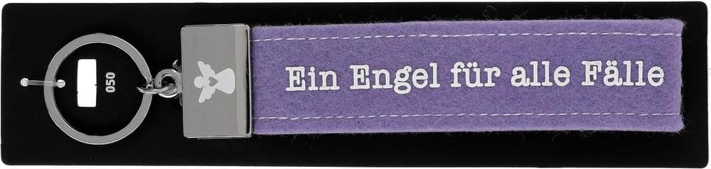 Depesche Felt Loop Keyring with Engraved Metal Finish and Iconic Print, Be Happy, White, Approx. 18.7 x 4.4 x 1 cm
