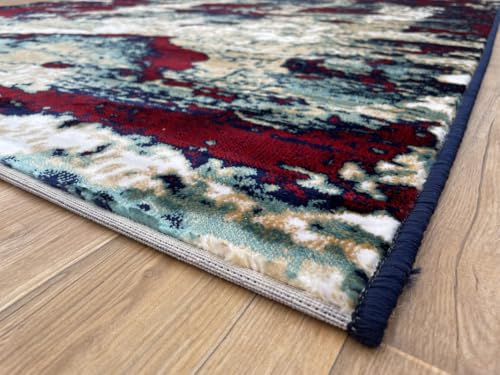 Image of Modern 2x5 Feet (60x150 CM) Silk Touch Carpet for Hallway Bedroom | Washable Anti-Skid | Multicolor Mandala Pattern | Stain-Resistant Floor Rug for Bedside Hallway