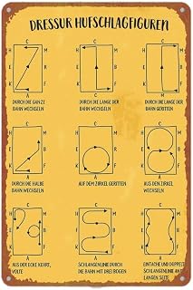 Vintage Dressur Hufschlagfiguren Equestrian Metal Sign 8x12 Inch Aluminum Retro Horse Riding Movement Chart Wall Decor for Home Barn Riding Club Garage