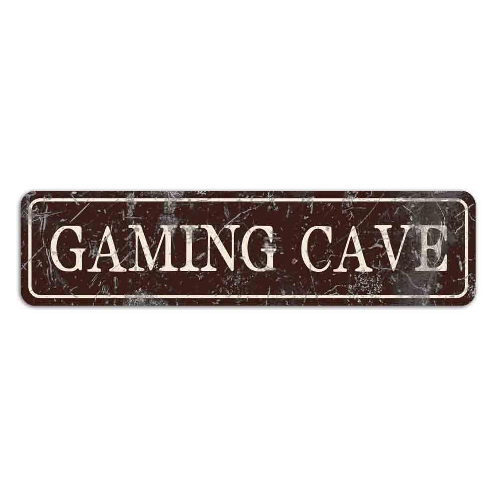 peiyeety Vintage Metal Tin Sign Decorative Wall Art Gaming Cave Themed Sign, Rustic Style, Durable Waterproof Rustproof, For Home, Game Room, Man Cave, Easy To Mount, 4x16 Inch