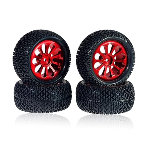 Pneus et Roues Métalliques Rouges Haute Performance pour Voitures RC WLtoys et SCY 1/16