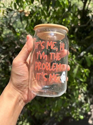Image of THE UMBRELLA STORE Anti Hero Theme Printed Tumbler Glass Mug Straw Transparent Glass Can with Wooden lid for Milk /Coffee 350 ml Pack of 1