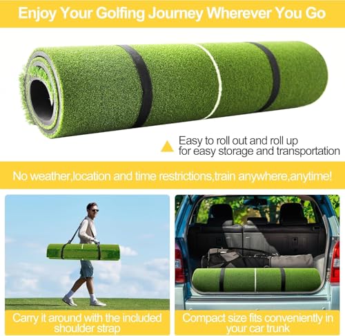 150 x 120cm Golf Abschlagmatte, Golf Übungsmatte inkl. 10 Golfbälle,3 Gummi-Tees, Golfmatte mit 6 Abschlagpositionen, für Indoor und Outdoor Golftraining