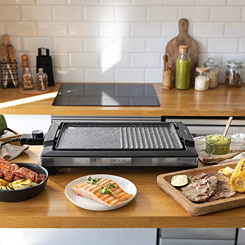 Plancha-Gril Électrique Cecotec Tasty&Grill 2000 Inox MixStone – 2000W, Thermostat Ajustable, Plaque Antiadhésive - vue 2