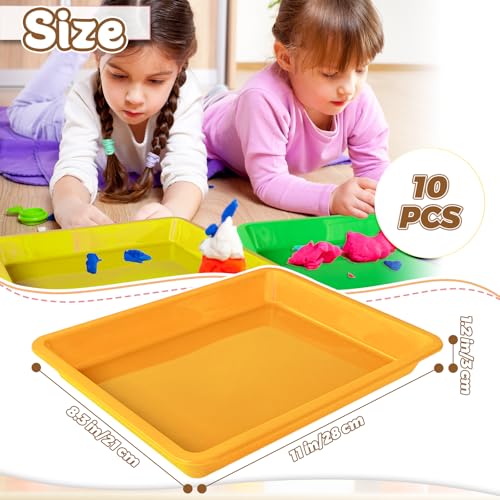 10 Pack Multicolor Plastic Art Trays,10 Colors Activity Crafts Tray,Colorful Art Organizer Trays,Art Serving Tray for DIY Projects,Painting,Beads,Home School Crafts - Thumbnail 2