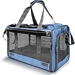 Pet Carrier for Large Cats, Soft-Sided Cat Carrier for Medium Big Cats and Puppy up to 20lbs, Washable Dog Carrier Privacy Protection for Home Outdoor Travel(Large,Blue)