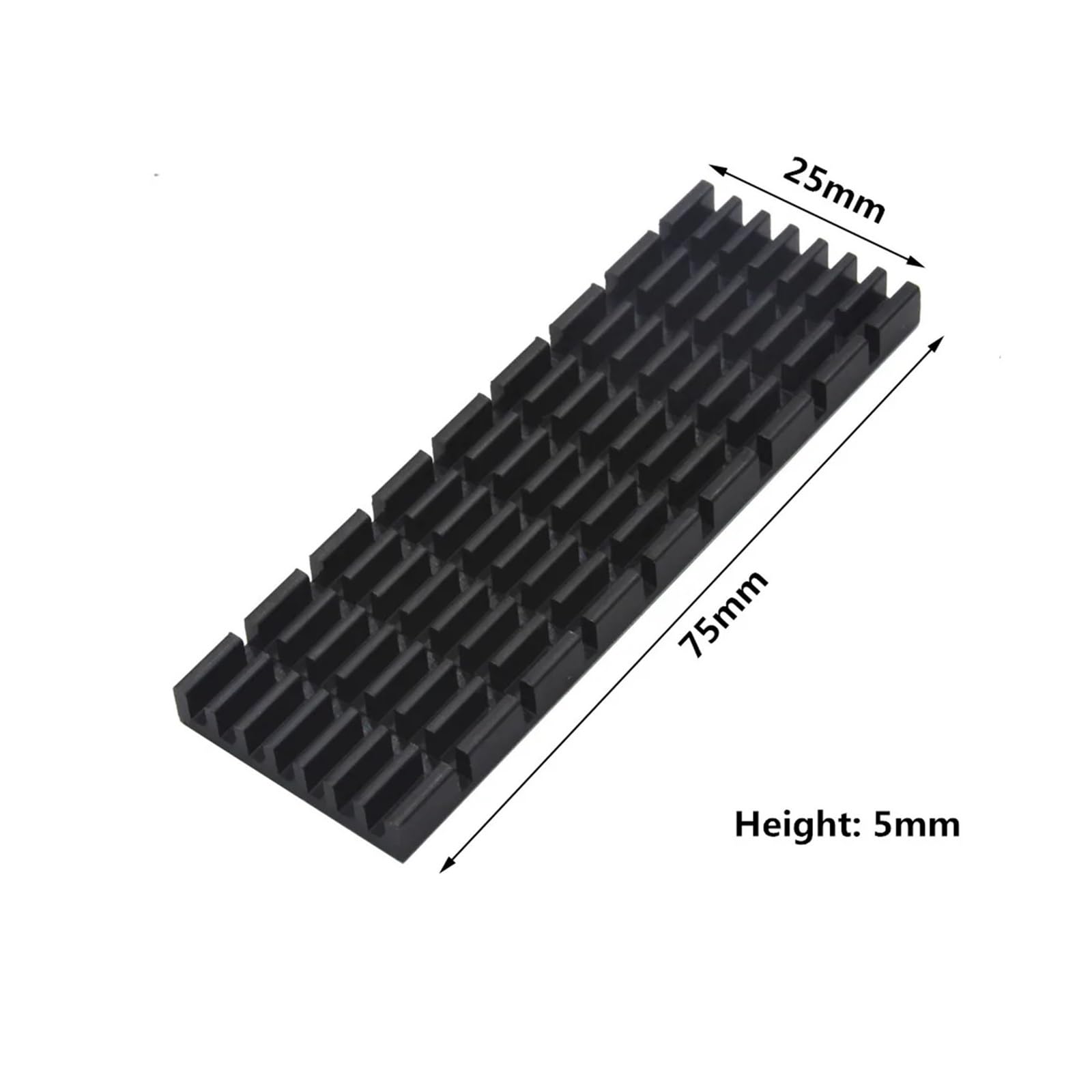 Disipador de Calor Aluminio 75x25x5mm, radiador refrigeración for Chip IC electrónico RAM LED, disipación con Cinta térmica, 10 Uds