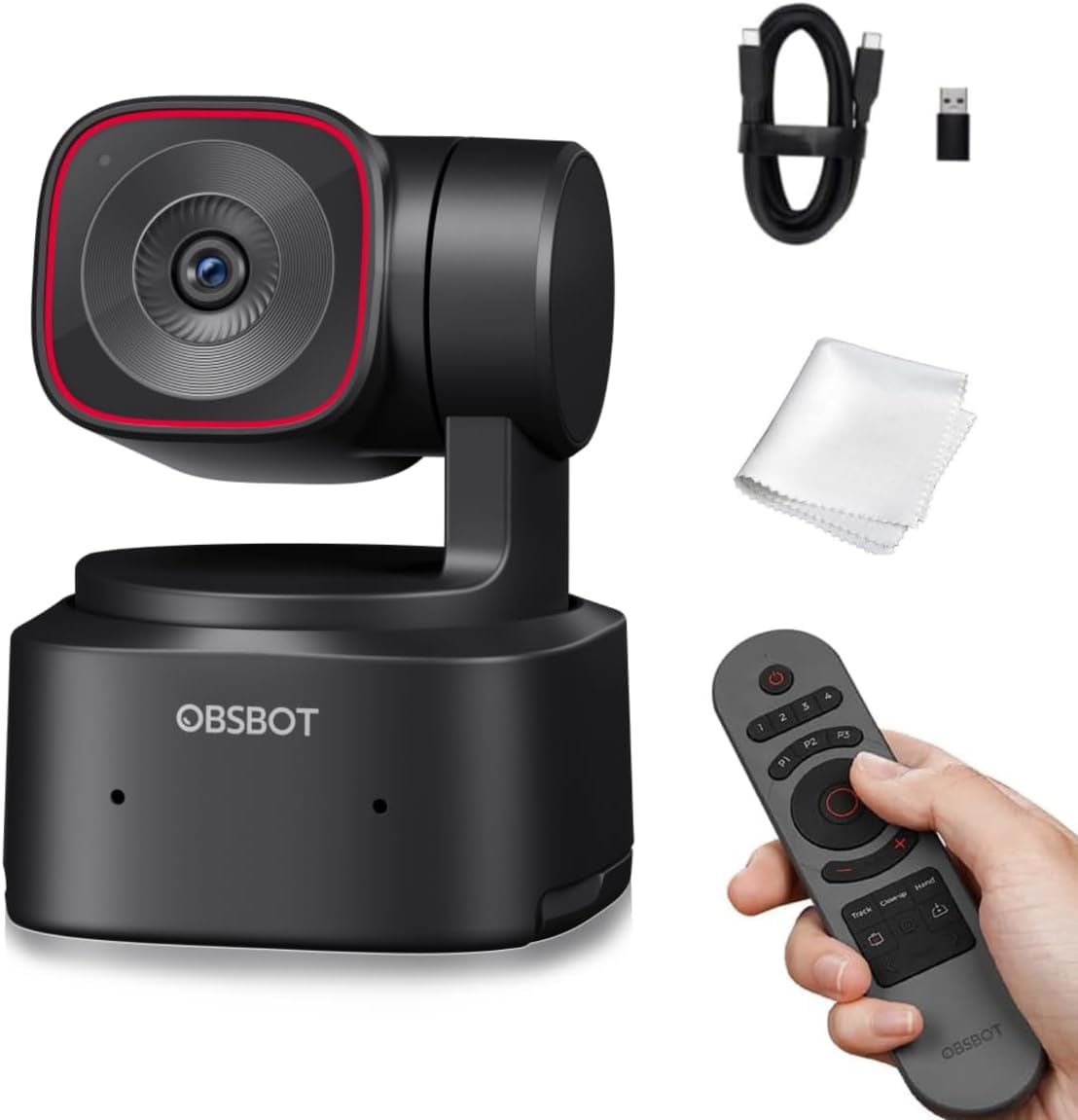 OBSBOT Tiny 2 Lite, Bundle with Remote Controler AI-Powered 4K UHD PTZ Webcam,1/2" CMOS 4X Digital Zoom, AI Auto Tracking, Auto Zoom, Gesture Control 2.0, Beauty Mode,Preset Modes