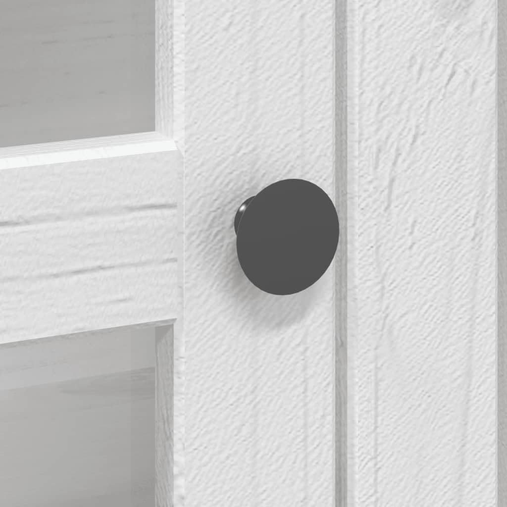 Armario de vitrina BODO con puerta de cristal de madera maciza de pino en blanco, uso versátil como accesorio para aparador o cómoda, con asas de metal y muchos estantes