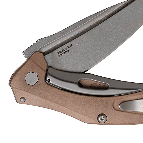 Kershaw Natrix - Copper Pocketknife (7006Cu); 2.75-Inch Drop-Point Blade With Stonewashed D2 Steel; Hefty Copper Handle Features Brushed Silver Hardware; Reversible, Deep-Carry Pocketclip; 3.7 Oz #TOP7