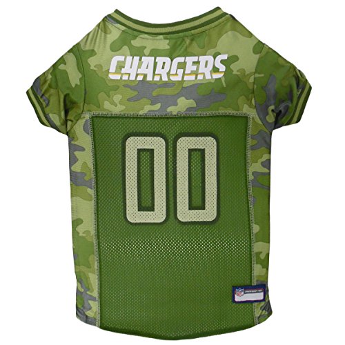 NFL Los Angeles Chargers Camouflage Dog Jersey, Large. - CAMO PET Jersey Available in 5 Sizes & 32 NFL Teams. Hunting Dog Shirt
