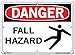Vestil SI-D-63-C-AL-040 FALL HAZARD Danger Sign, Aluminum, 0.040" Overall Size, 14.5" W x 10.5" H