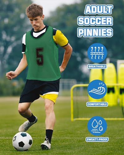 Image of Suhine 48 Pcs Adult Pinnies for Sport Soccer Nylon Mesh Scrimmage Vest Mesh Basketball Football Team(Cute Color,XXL)