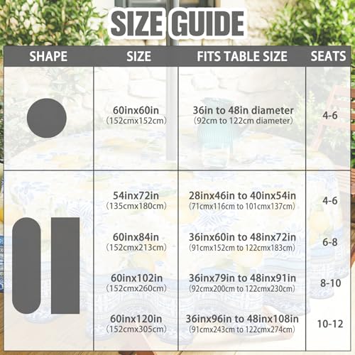 owbgsdh Outdoor Tablecloth with Umbrella Hole and Zipper, Lemon Waterproof Patio Table Covers, Round 60" x 60" by owbgsdh - Used condition - Image 6