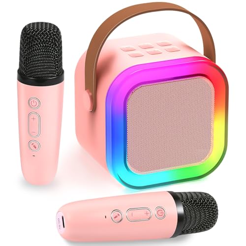 Chennyfun Karaoke 2 Microfonos para Niños, Altavoz de Karaoke Portátil para Niños con Efectos de Cambio de Voz y Luces LED, Mini Karaoke Bluetooth Portátil, Mejores Juguetes Regalos para Niñas y Niños
