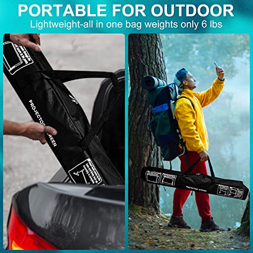 Abdtech 100 Inch Projector Screen And Stand,Portable Projector Screen 4K Hd Rear Front Projection Screen With Carry Bag For Outdoor Indoor Home Theater Backyard Cinema Travel #TOP4