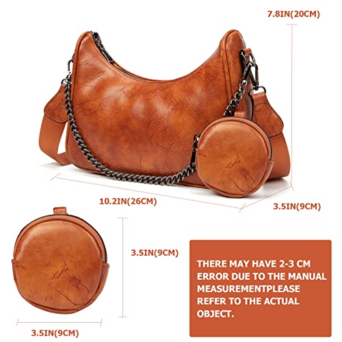 Image of myfriday Women PU Hobo Crossbody Bag, Coin Purse, 2 Straps Shoulder Purse | Anti-scratch PU, center divider, zipper pocket and coin pouch organize cosmetics, wallet and phone for commute or dates