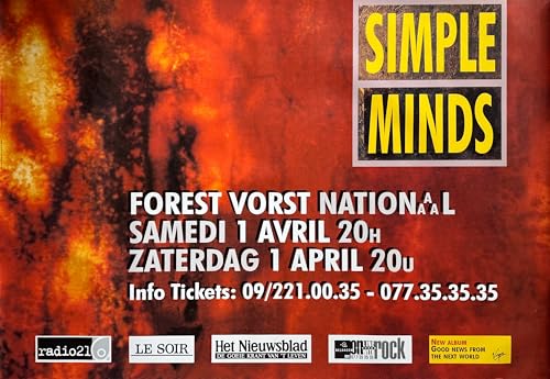 Poster Simple Minds 1995 Concert Belgique Grand Format Deco Salon Ambiance Rock