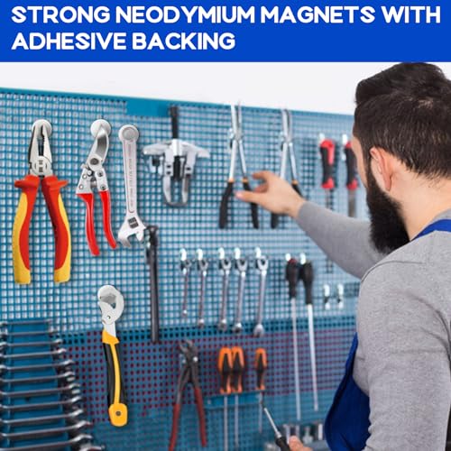 Image of 20P Super Strong Magnets, 32x2mm Heavy Duty Rare Earth Magnet with Double-Sided Adhesive Powerful Neodymium Disc Magnets for Refrigerator, DIY, Scientific, Craft, Office