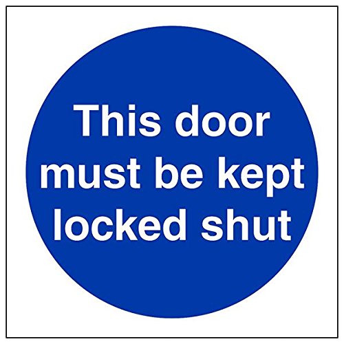 Vsafety Gebotsschild 'Diese Tür Muss Geschlossen Bleiben' – 100x100 Mm, Blau, Kunststoff, Selbstklebend