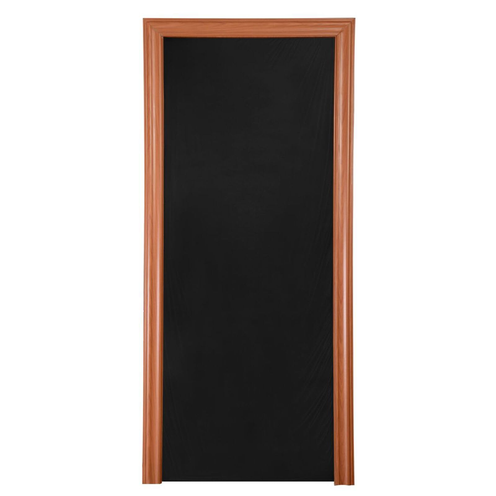 JUZIHAI Solid Black Door Cover Decoration, Stretch Fabric Front Door Backdrop for Indoor Outdoor Porch Home Wall Holiday Party Decor, 32x79 in