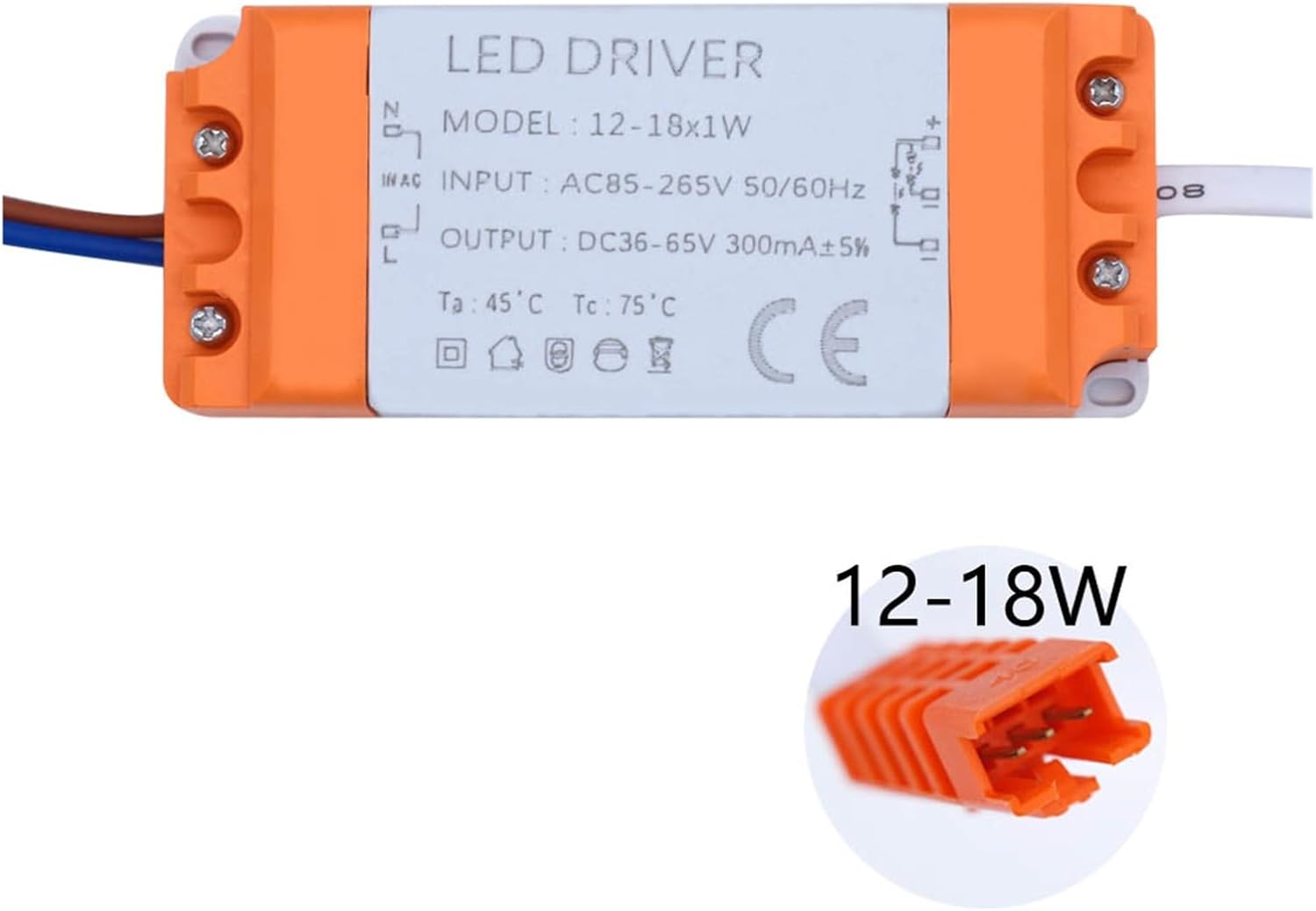 1-36W Dual Color Shell Isolation Driver Power Constant Current 300mA Automatic Volt Control Lighting Transformer Input 90V-260V(25-36Wx 1)