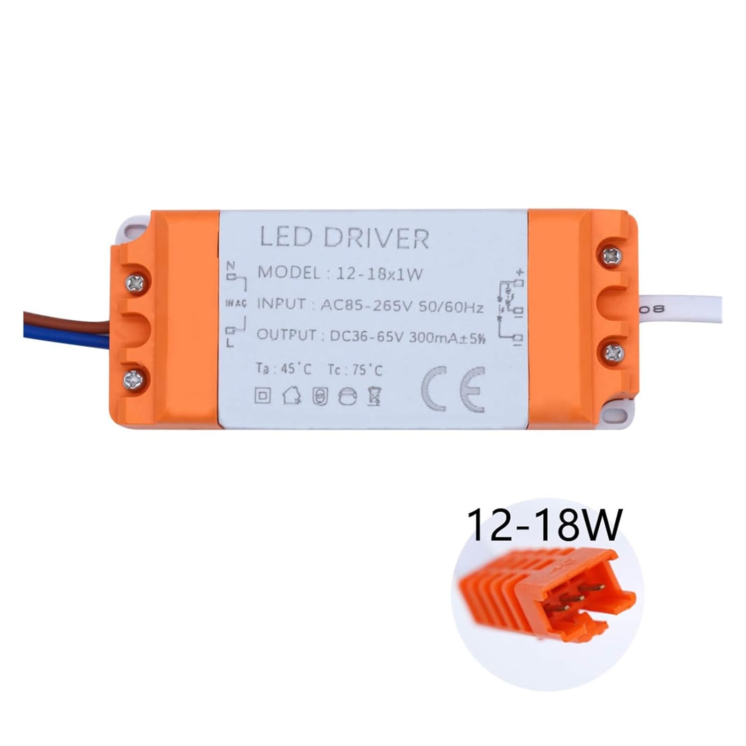 1-36W Dual Color Shell Isolation Driver Power Constant Current 300mA Automatic Volt Control Lighting Transformer Input 90V-260V(25-36Wx 1)