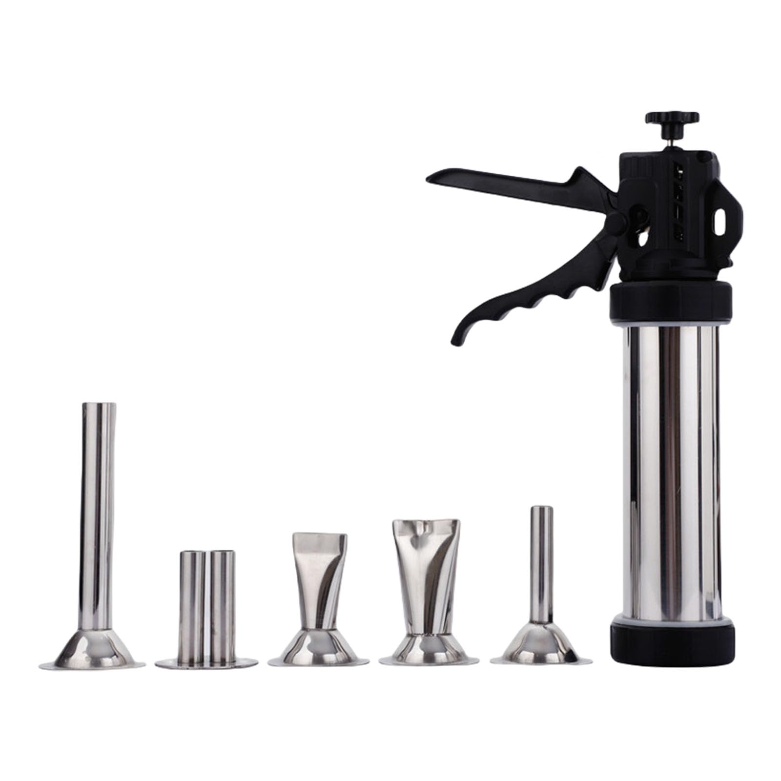 Montesy Manual Sausage Maker with 5 Nozzles Food Grade Metal Meat Filler Kitchen Sausage Stuffer Hand Operated Filling Tool