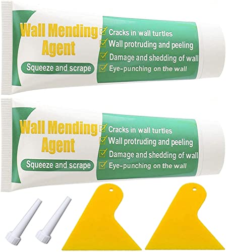 zhinan 500g 2 Sets Wall Mending Agent Kit,Dry Wall Repair Cream,Quick & Easy Solution to Fill The Holes Walls-Also Works on Wood & Plaster(250g)