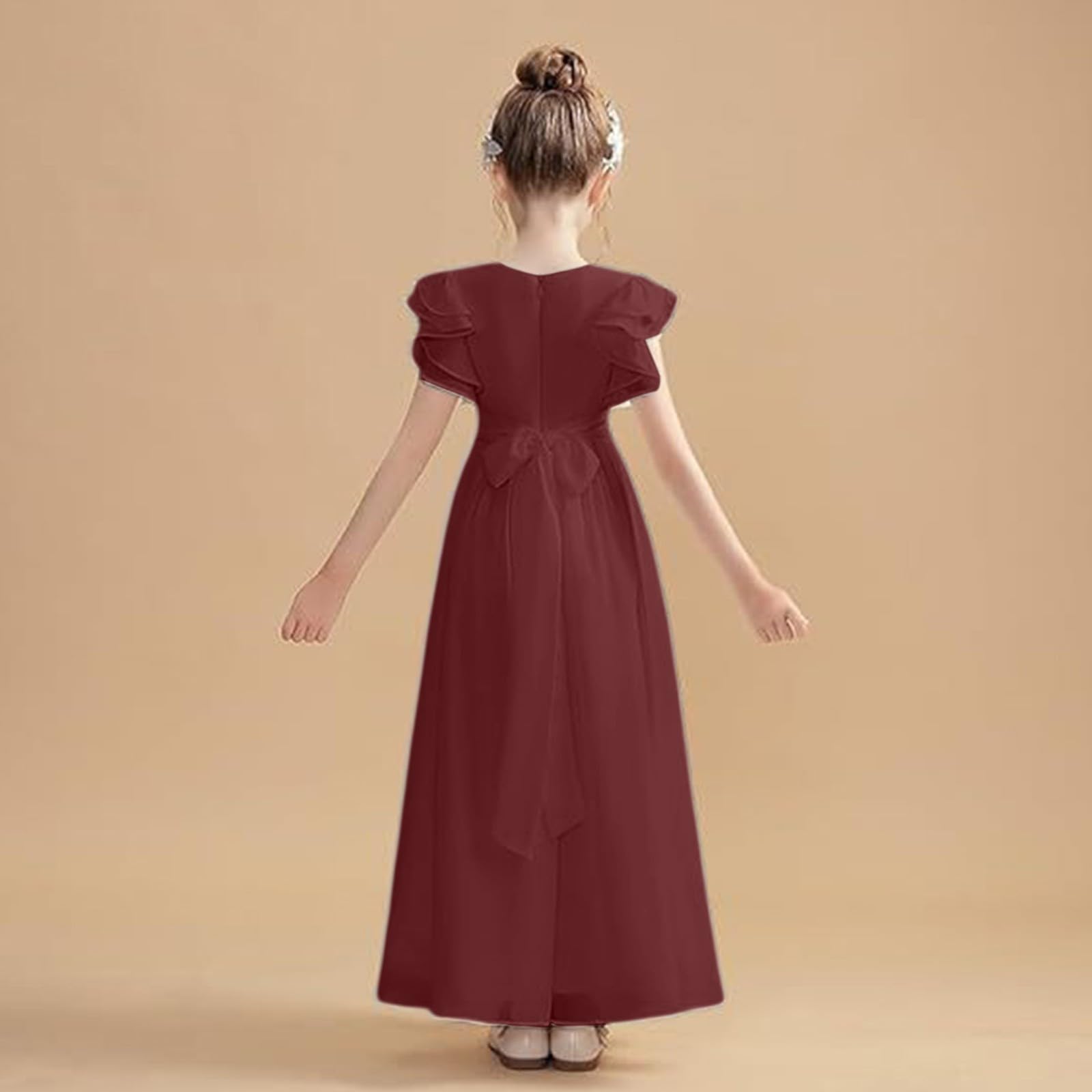Abiti da ragazza con maniche a volant estate elegante una linea abito da festa di nozze damigella d'onore ballo di fine anno fiore ragazza abito per bambini Boho Flowy Maxi abito
