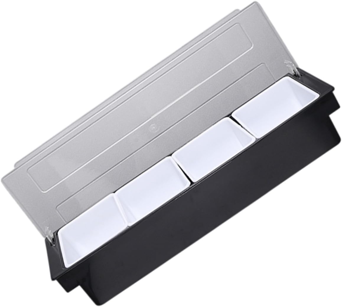 NUOBESTY Multi-compartment Fruit Storage Box Plastic Container with Lid, 4-grid Refrigerator Organizer for Fresh Fruit Preservation and Food Storage in Kitchen and Dining