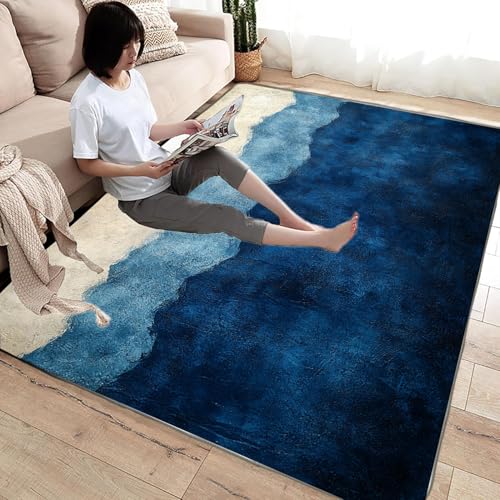 Tapis doux antidérapant beige motif graffiti rétro salon - 3