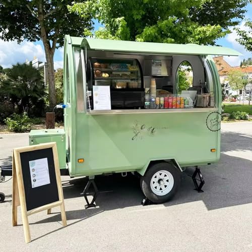 Mobile Food Trailer Cart with Kitchen, Hot Dog Coffee Catering Trailer Fast Food Concession Truck for Festivals, Street Food, Parties, Weddings & Outdoor Vending Business