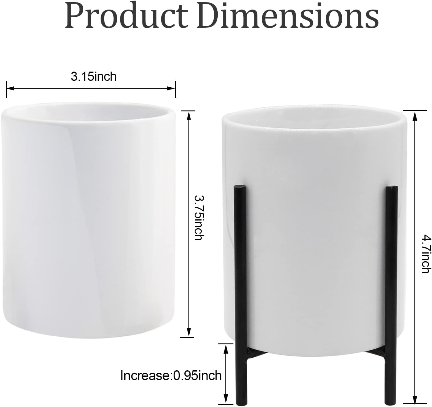 Pencil Holder for Desk, Ceramic Pen Holders with Metal Bracket for Office & Family, Desktop Stationery Organizer Cute Table Makeup Brush Holder for Women, 4.7 * 3.15inch