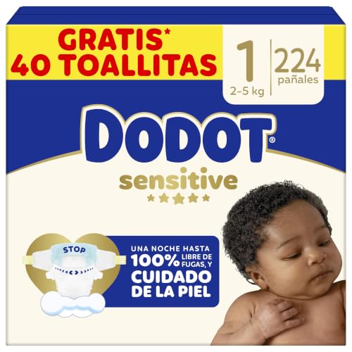Miniatura 8 de Dodot Pañales Bebé Sensitive, Talla 1 (2-5kg), 224 Pañales + 1 Pack de 40 Toallitas Regalo de Aqua Plastic Free, Nº1 en Protección de la Piel deDodot, Pack Mensual