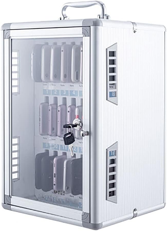 Locker for Mobile Phones,Wall-Mounted Aluminum Alloy Clear Cell Phones Storage Cabinet Pocket Chart Storage Locker Box,with Handle and Security Lock,for School Classroom,36 Slots ()