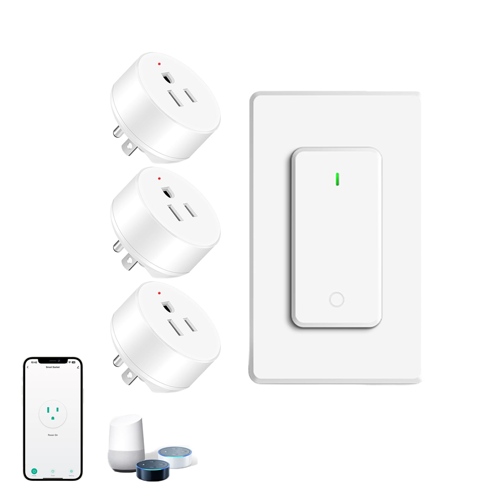 Wireless Remote Control Outlet Plug NineLeaf Smart Outlets for Household On Off 3 Smart Plugs 1 Switch Compatible