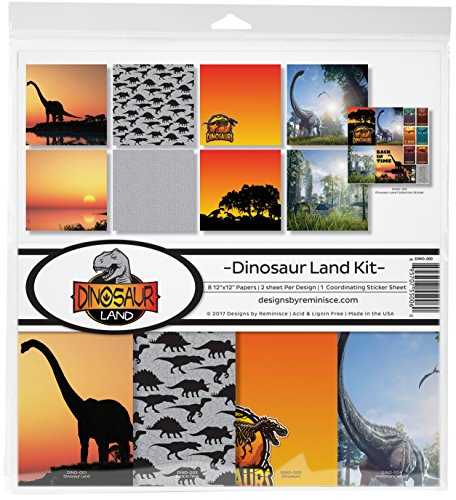 Reminisce Collection Kit 12'X12'-Dinosaur Land, 8 Papers & Stickers