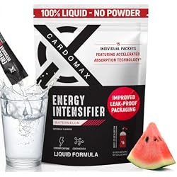 CardoMax Caffeine Packets, Watermelon, 15 Liquid Stick Packs | Energy Drink Packets with 200 MG Liquid Caffeine, BCAA, Vitamin B12 & B6, Sugar-Free, Zero Calorie, Vegan & Keto