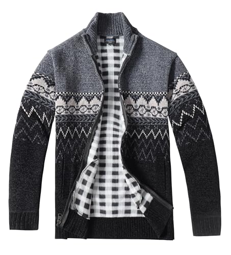 Gioberti Men's Knitted Chenille Cardigan Sweater with Flannel Lining2