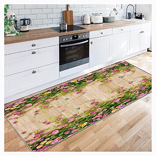 Alfombra corredor pasillo 3D floral largo lavable de 90x140cm para suelo de cocina 2