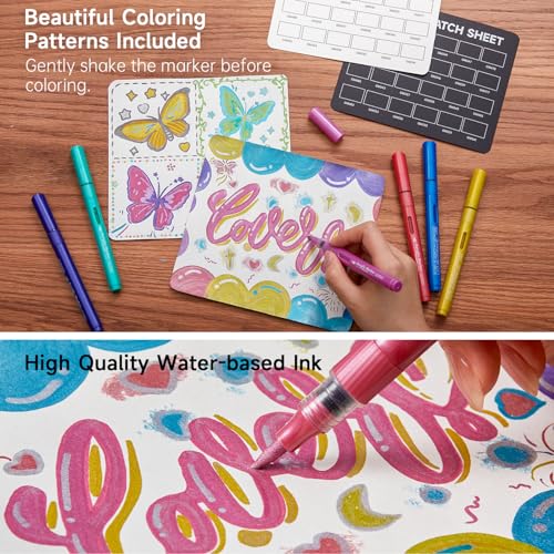Image of Shuttle Art Automatic Ink Control Acrylic Paint Markers, 24 Metallic Colors Brush Tip Acrylic Paint Pens for Rock Painting, Ceramic, Wood, Canvas, Glass, Stone, Fabric, Card, DIY Football Crafts