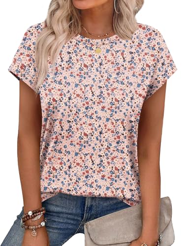 Image of Alaroo Womens Summer Tops Short Sleeve Shirts Crew Neck Tshirt Cute Trendy Tunic Blouses (S-3XL)