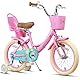 Glerc Maggie 14 Zoll Kinderfahrrad Alter 2 3 4 5 6 7 Jahre alt Mädchen Fahrrad Prinzessin Stil mit Puppen-Sitz & Korb & Stützräder & Glocke für Geburtstag, Rosa
